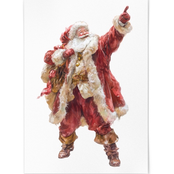 Watercolor Santa Claus Portrait Wall Art Print Poster, Unframed – Joyful Holiday - Picture 2 of 6